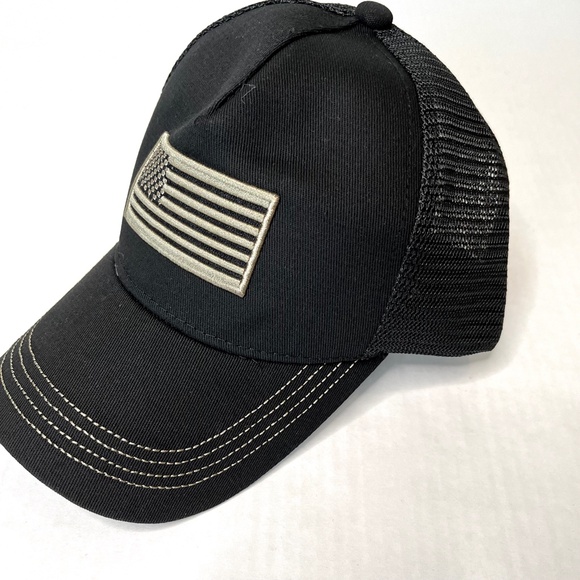 American Flag USA Hat Black Gold Mesh Back Snap Mens Gift Womens Glitter OS NEW - Picture 6 of 8